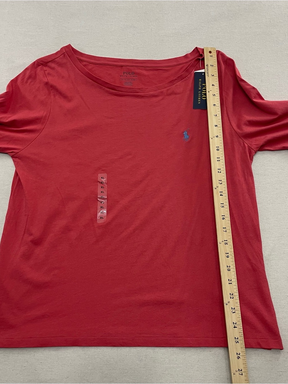 Polo Ralph Lauren Pink Salmon Striped Boat Neck 3/4 Sleeve Cotton SZ XL Nautica - Picture 10 of 11